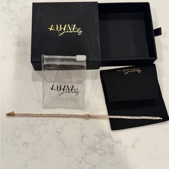 NEW Ahava Jewels CZ Gold Plated Tennis Bracelet - Picture 12 of 15